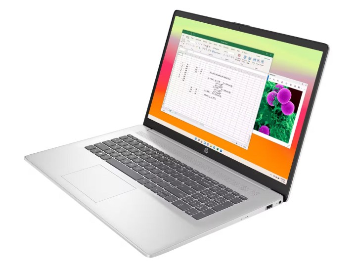 The HP 17.3-inch Laptop with Microsoft Excel on the screen.